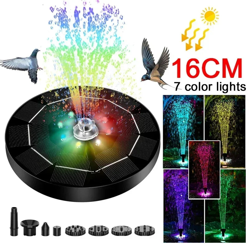 Solar Fountain Light with 7 Colors for Bird Baths - Smarsty