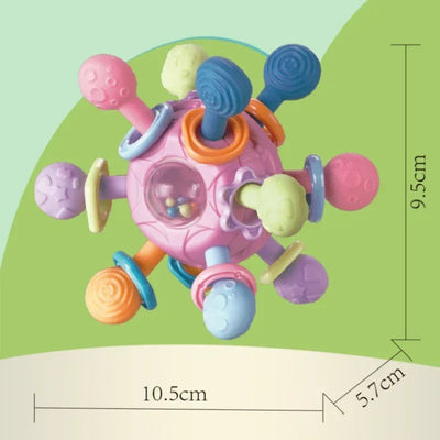 Baby Toys 0 12 Months Rotating Rattle Ball Grasping Activity Baby Development Toy Silicone Teether Baby Sensory Toys for Babies - Smarsty