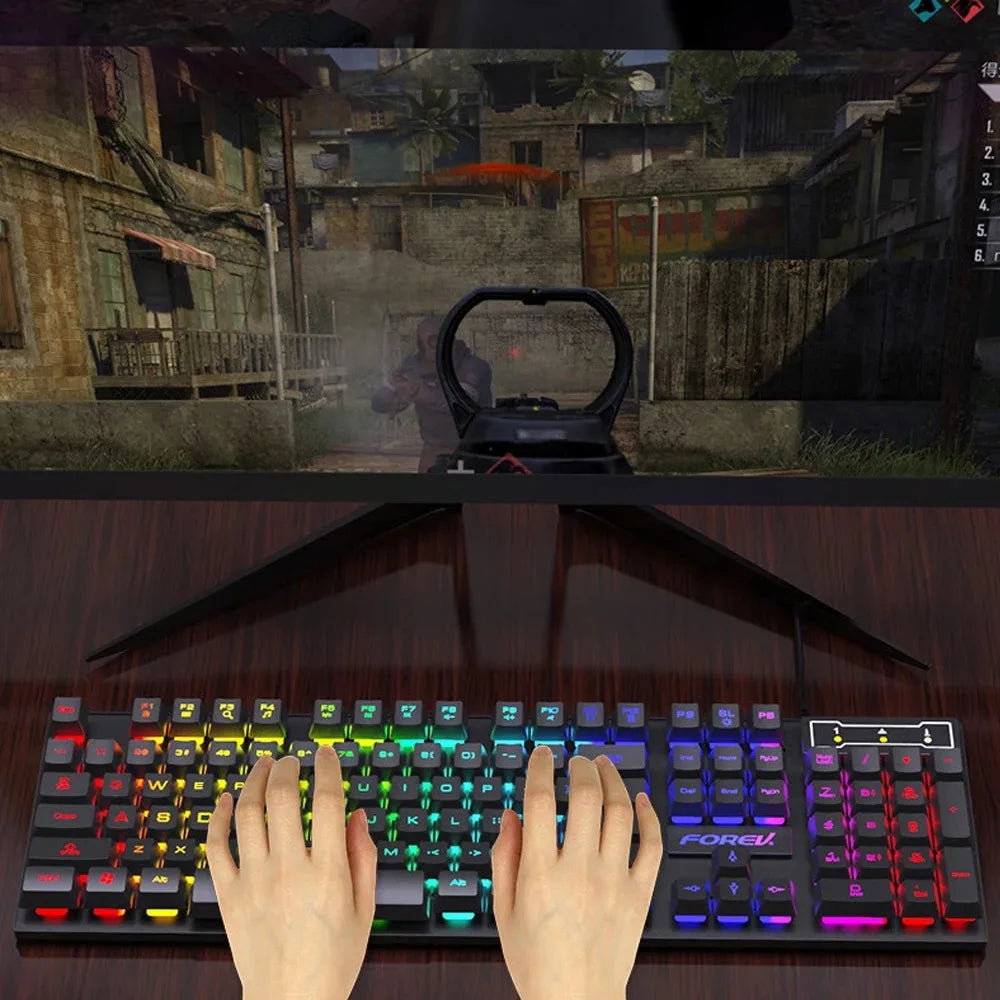Backlit Mechanical Keyboard Gaming Set With Mouse Bundle