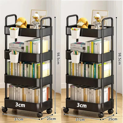 Bookshelf Storage Trolley Mobile Kitchen Organizer Cart With Wheels Multi-Layer Bathroom Shelves Household Snacks Storage Rack by Smarsty