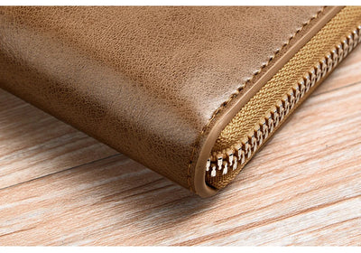 Mens Wallet Leather Business Card Holder Zipper Purse Luxury Wallets for Men RFID Protection Purses Carteira Masculina Luxury - Smarsty