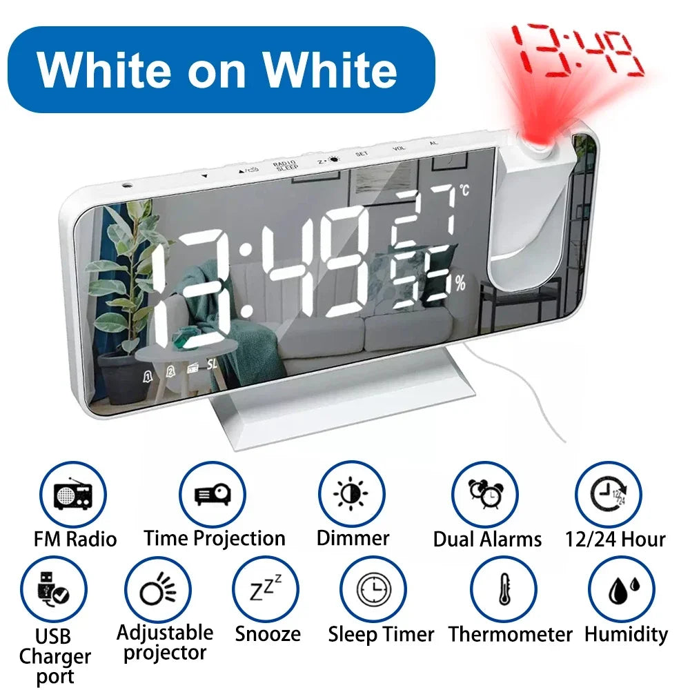 LED Digital Projection Alarm Clock with FM Radio - Smarsty