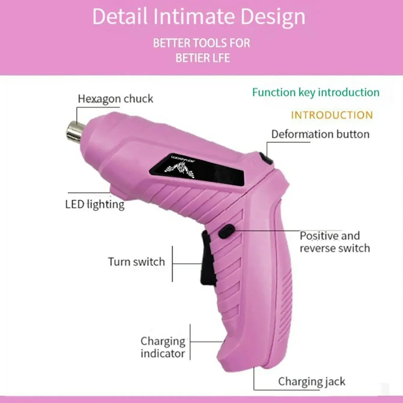 3.6V cordless drill rechargeable electric screwdriver, 3.5N · m maximum torque electric screwdriver, front LED light