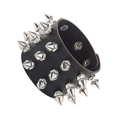 Punk Dark PU Chain Bracelet Multi Layered Fashion Jewelry - Smarsty