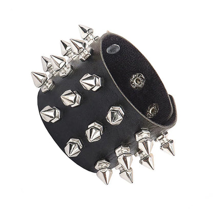 Punk Dark PU Chain Bracelet Multi Layered Fashion Jewelry - Smarsty