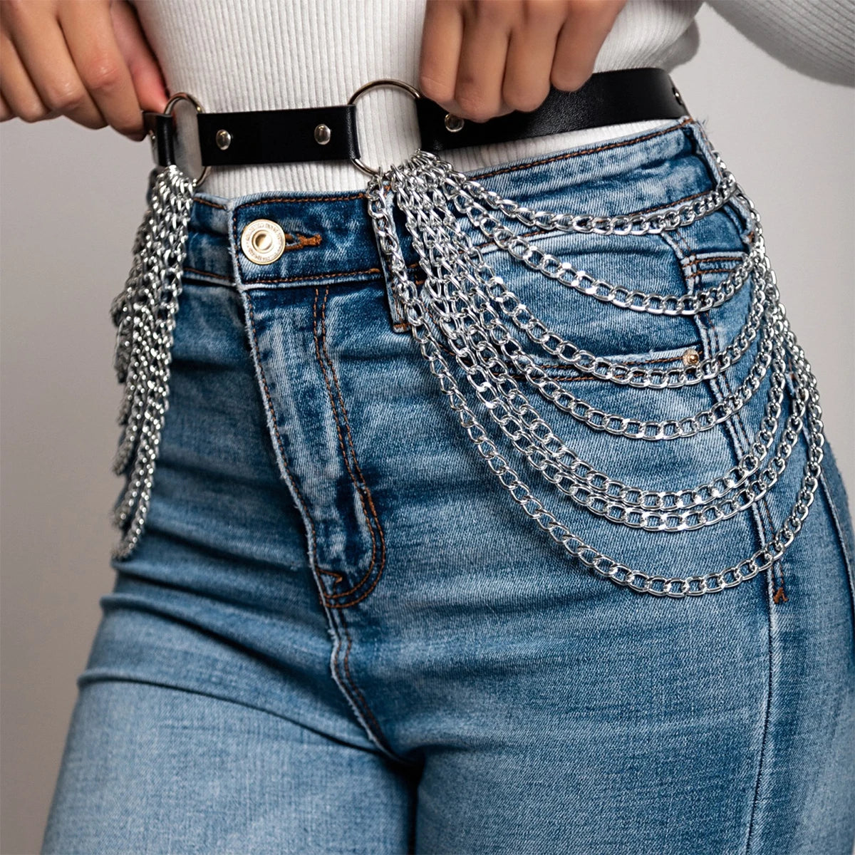 Women Punk Rock Faux Leather Fashion Belt - Smarsty