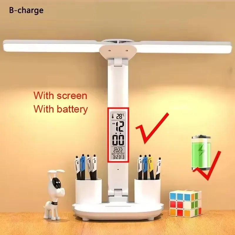 Rechargeable LED Table Lamp with Fan and Clock - Smarsty