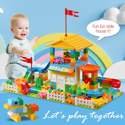 153PCS Big Particle Roof Blocks Compatible City House Big Size Slide Building Blocks Castle Brick Toys For Children - Smarsty