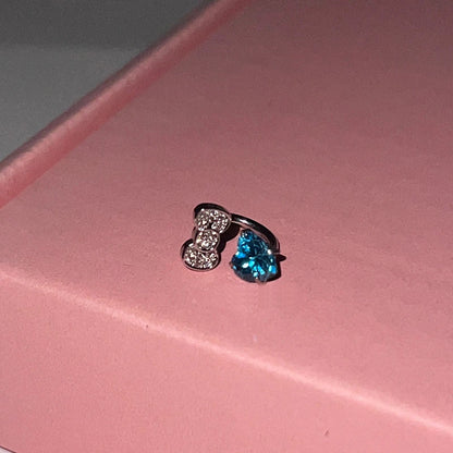 Stainless Steel Heart Bowknot Zircon Stud Earrings Cute - Smarsty