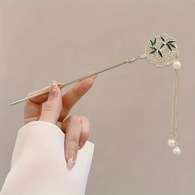 Elegant Floral Design Hair Clip with Tassels - Smarsty