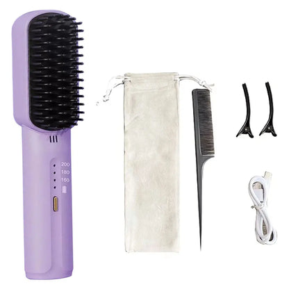 Cordless Hair Straightener Brush with Anti-Scald Feature - Smarsty