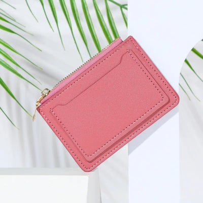 Women Wallets PU Leather Female Purse Mini Hasp Solid Multi-Cards Holder Coin Short Wallets Slim Small Wallet Zipper Hasp - Smarsty