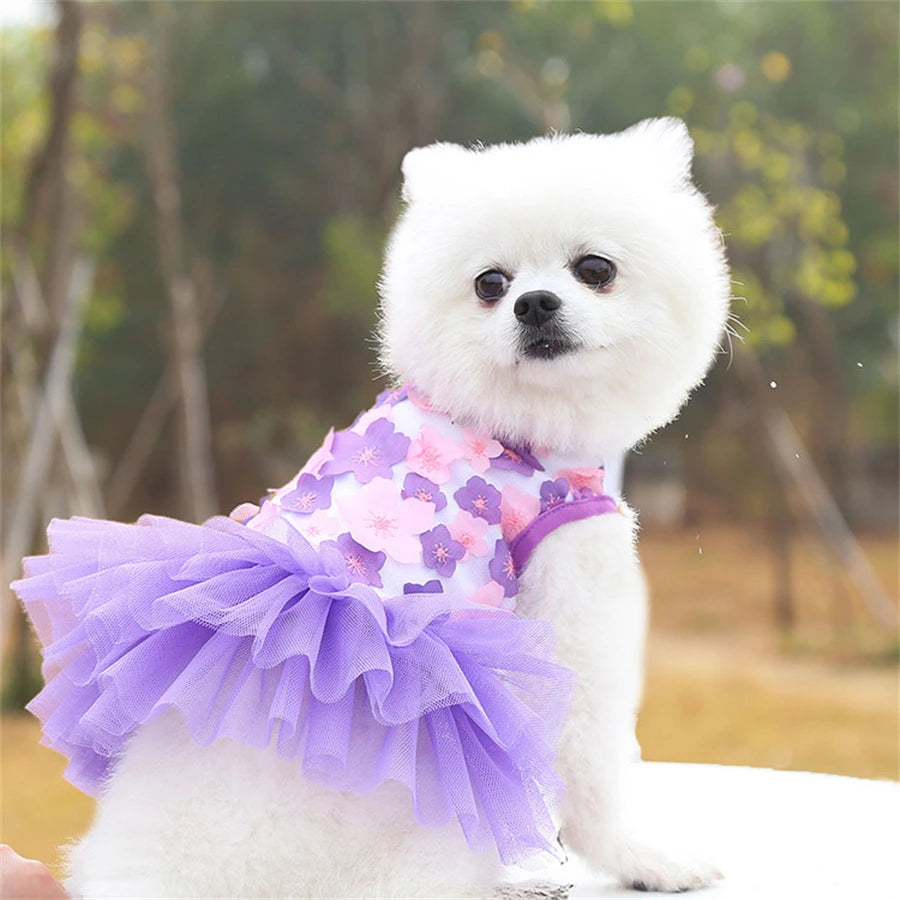 Floral Dog Dress for Small Breeds Breathable Pet Apparel - Smarsty