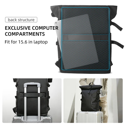 HK Expandable Travel Backpack Men Large Capacity Waterproof 15.6” Laptop Bag Hiking Rucksack Cycling Daypack Bag with USB Port - Smarsty