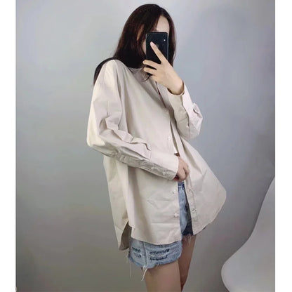 MUJER Women Shirt Multicolour Button Up Shirt Women Summer Long Sleeve Top Female Streetwear Oversize Shirts And Blouses Women - Smarsty