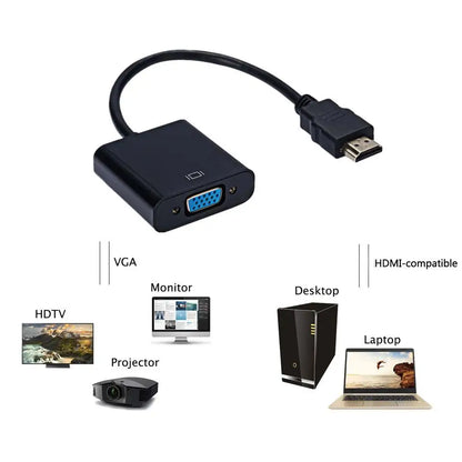 HD 1080P HDMI to VGA Cable Adapter for Clear Video - Smarsty