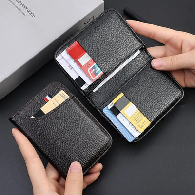 Portable Super Slim Soft Wallet for Men PU Leather Mini ID Credit Card Wallet Purse Card Holders Wallet Thin Small Short Wallets - Smarsty
