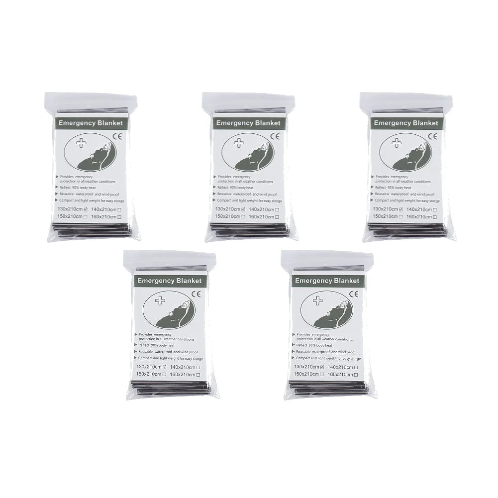 1-10PCS Emergency Blanket Outdoor Survive First Aid Military Rescue Kit Windproof Waterproof Foil Thermal Blanket for Camping by Smarsty