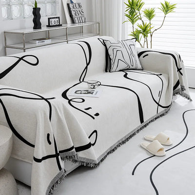 Black Chenille Sofa Cover for Dust Protection - Smarsty