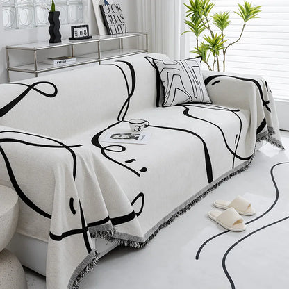 Black Chenille Sofa Cover for Dust Protection - Smarsty