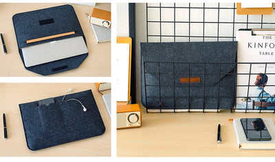 Wool Felt Laptop Sleeve 11 To 15.6 Inch With Mousepad - Smarsty