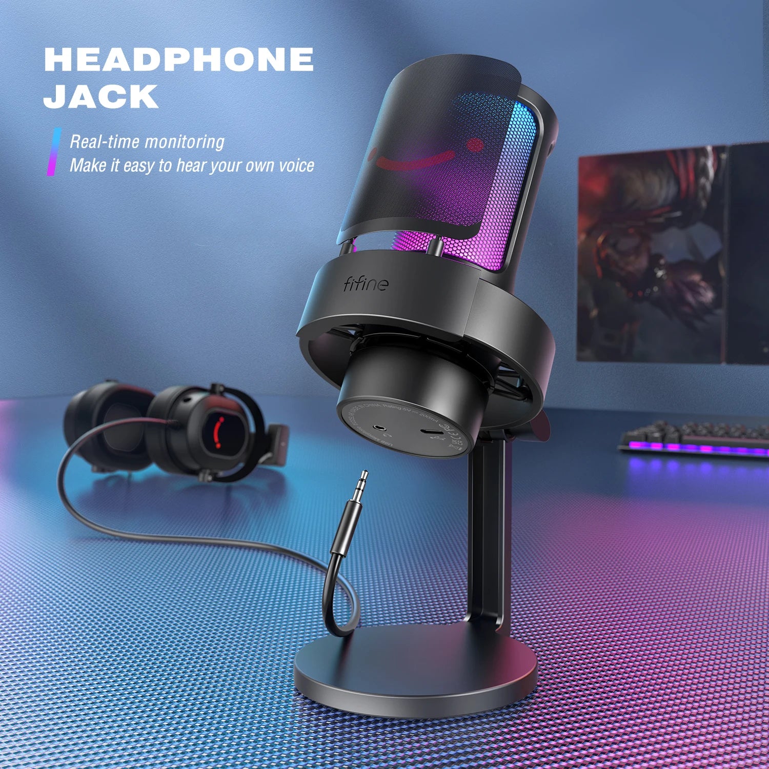 FIFINE USB Microphone with RGB Modes for Streaming - Smarsty