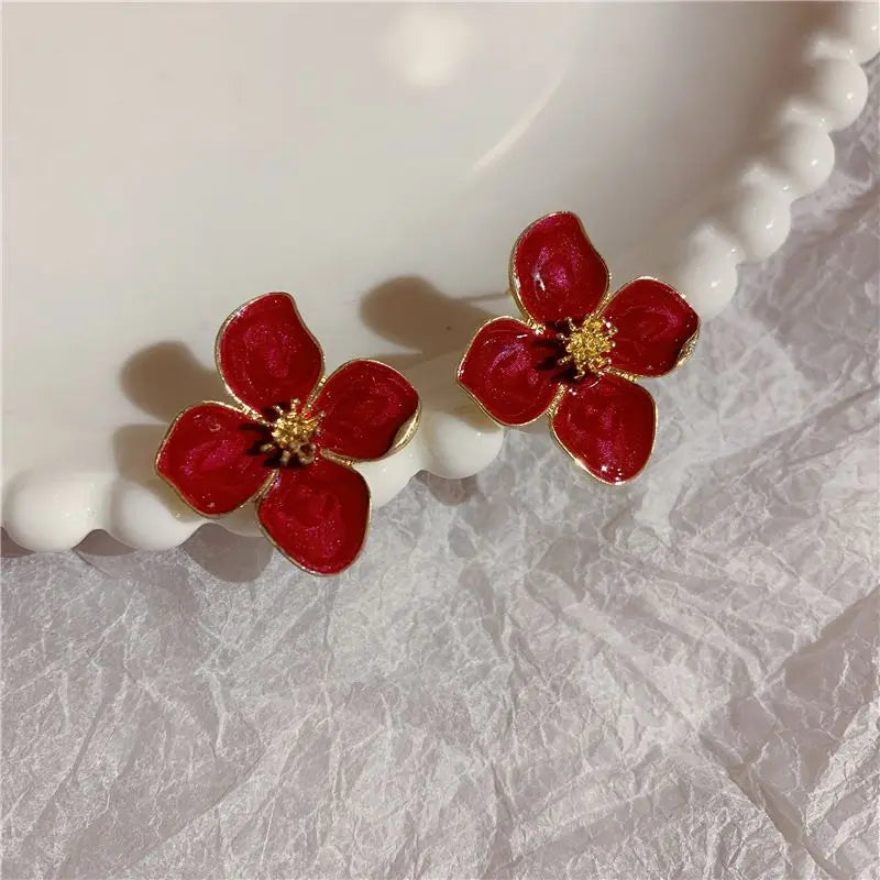 Vintage Sweet Flower Stud Earrings For Women Bridal - Smarsty