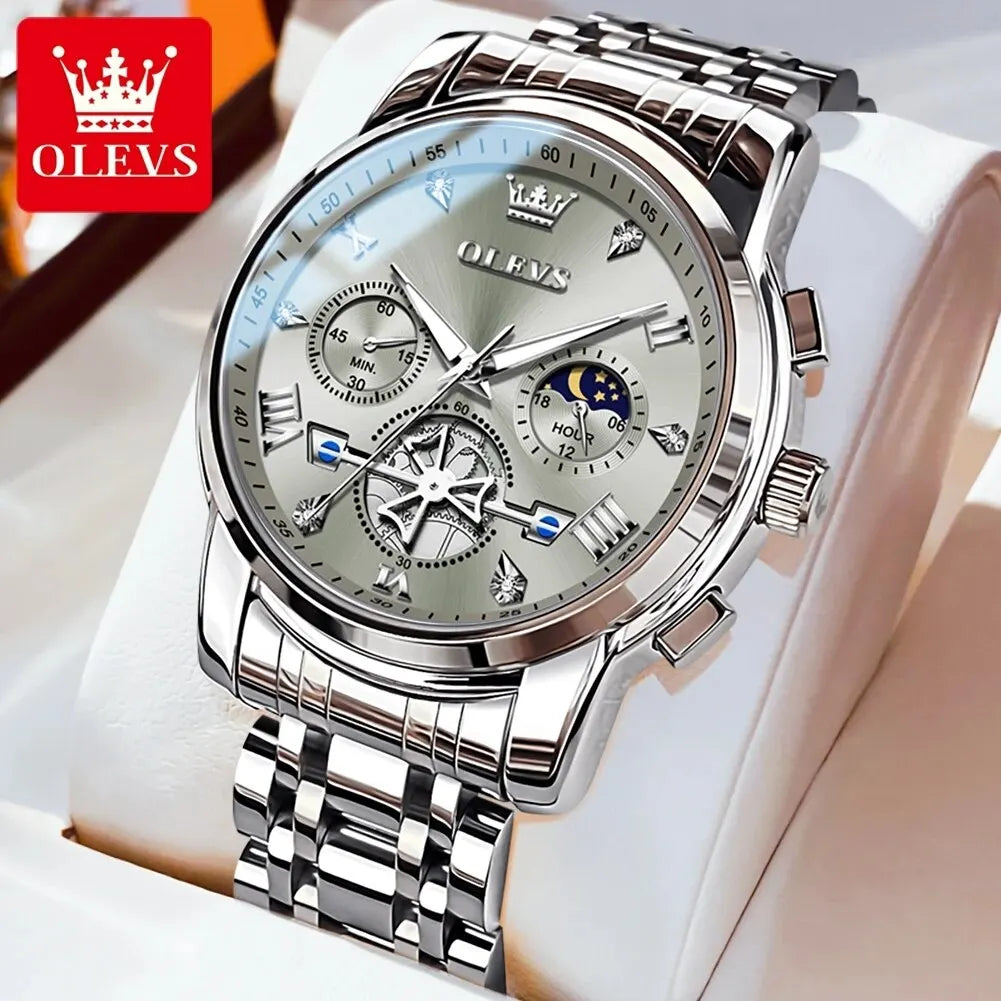 OLEVS Luxury Quartz Watch with Moon Phase Feature - Smarsty
