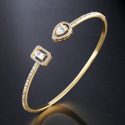 Luxury Gold Cuff Bangles with Cubic Zirconia for Women - Smarsty
