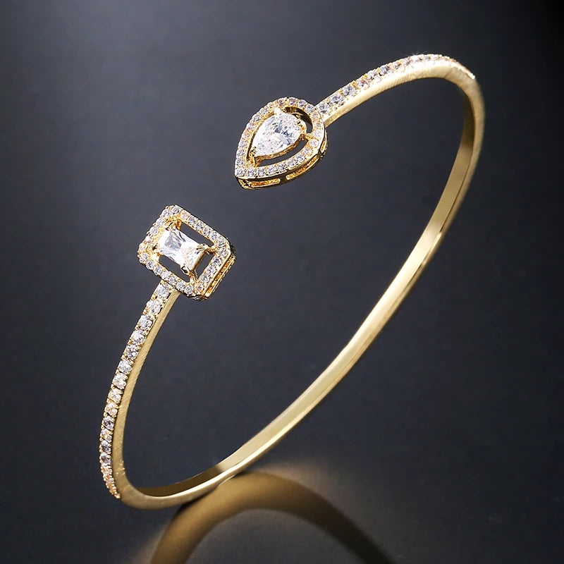 Luxury Gold Cuff Bangles with Cubic Zirconia for Women - Smarsty