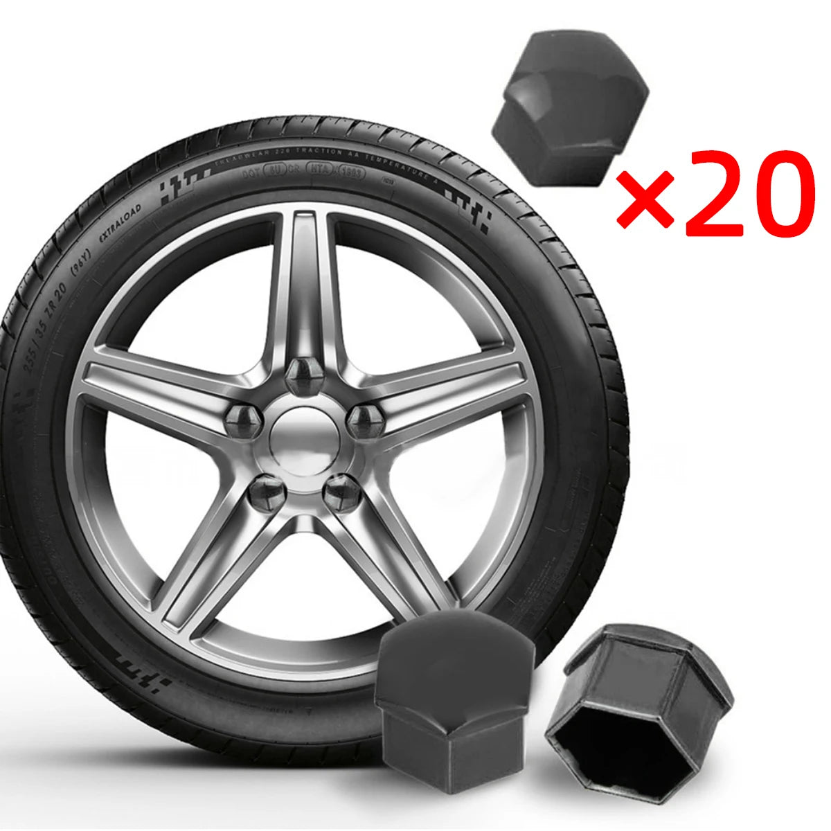 Car Wheel Nut Caps Hub Screw Covers 17/19/21mm Dust Proof - Smarsty