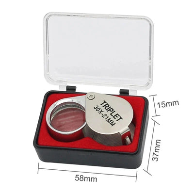 10-30X Pocket Loupe Magnifier Jewelry Magnifying Glass Foldable Diamond Lupa Triplet Jewelers Eye Glass Tool Reading Magnifier - Smarsty