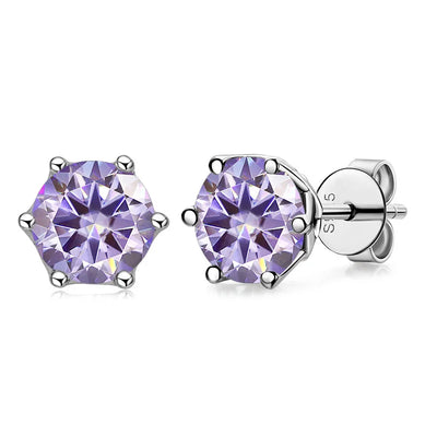 Moissanite Stud Earrings Sterling Silver VVS D Sparkle - Smarsty