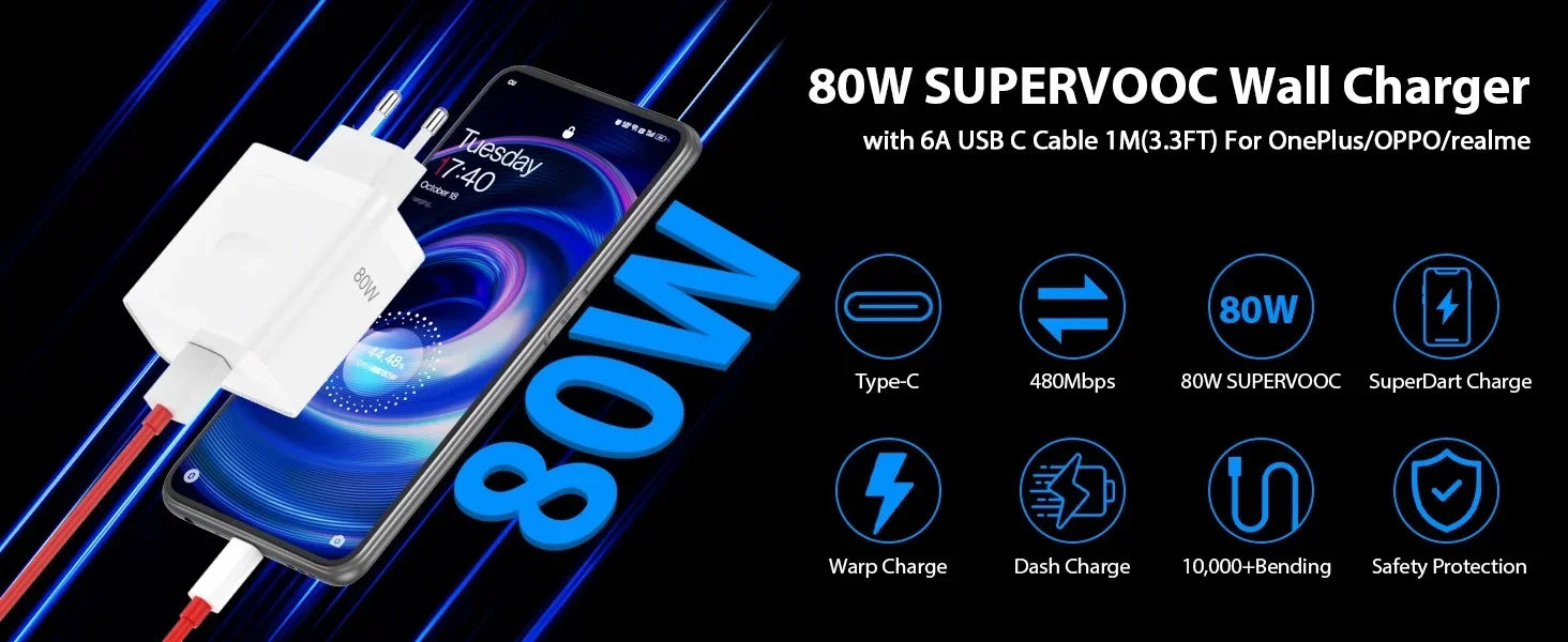 80W USB C Fast Wall Charger EU Plug For Smartphones - Smarsty