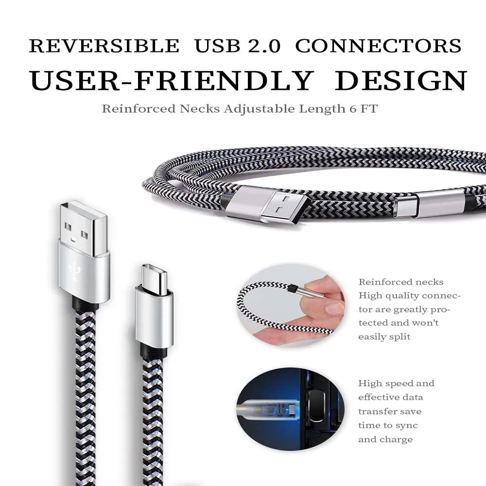USB Type C Cable 2.4A Fast Charging Nylon Braided - Smarsty