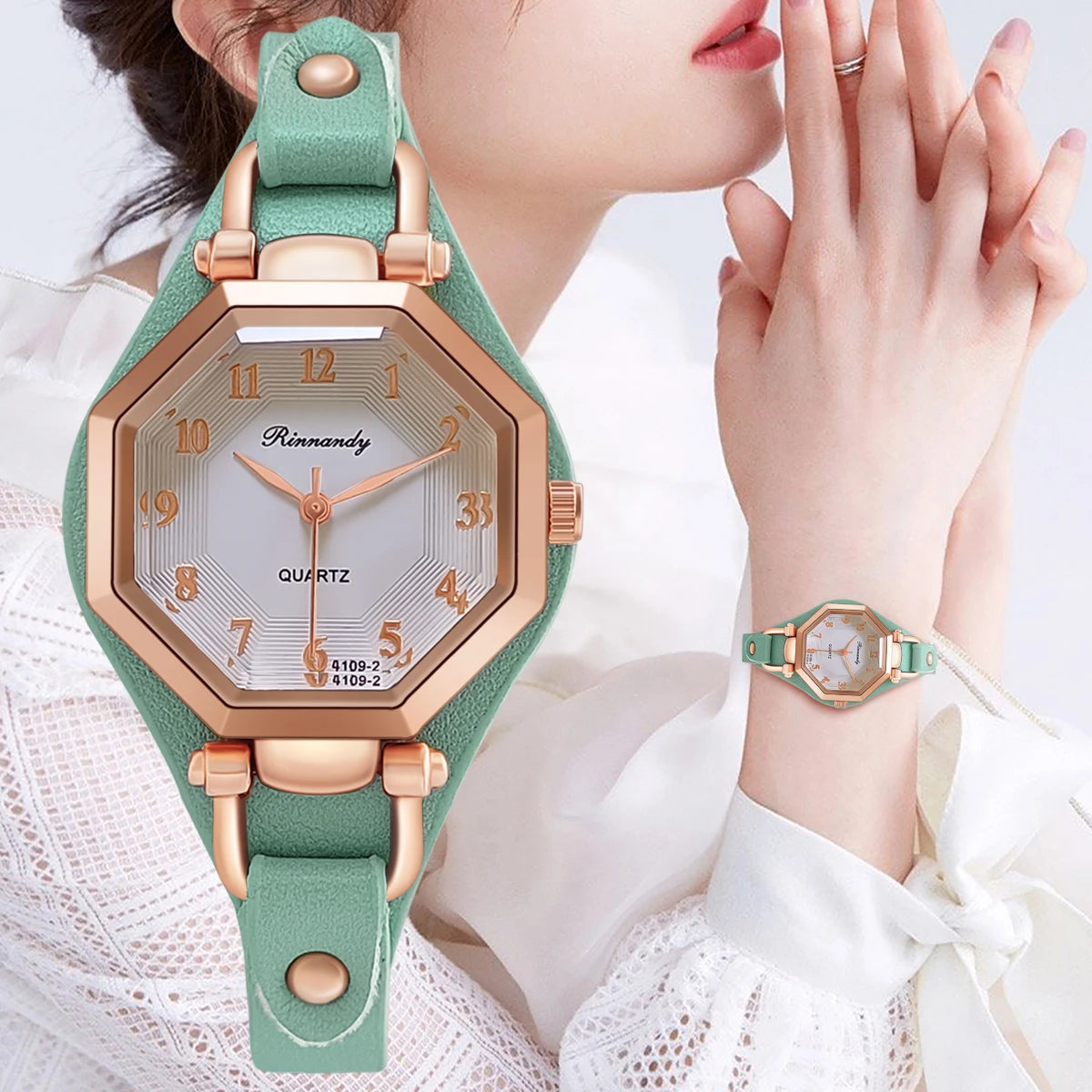 Luxury Quartz Women Wristwatch with Leather Band - Smarsty