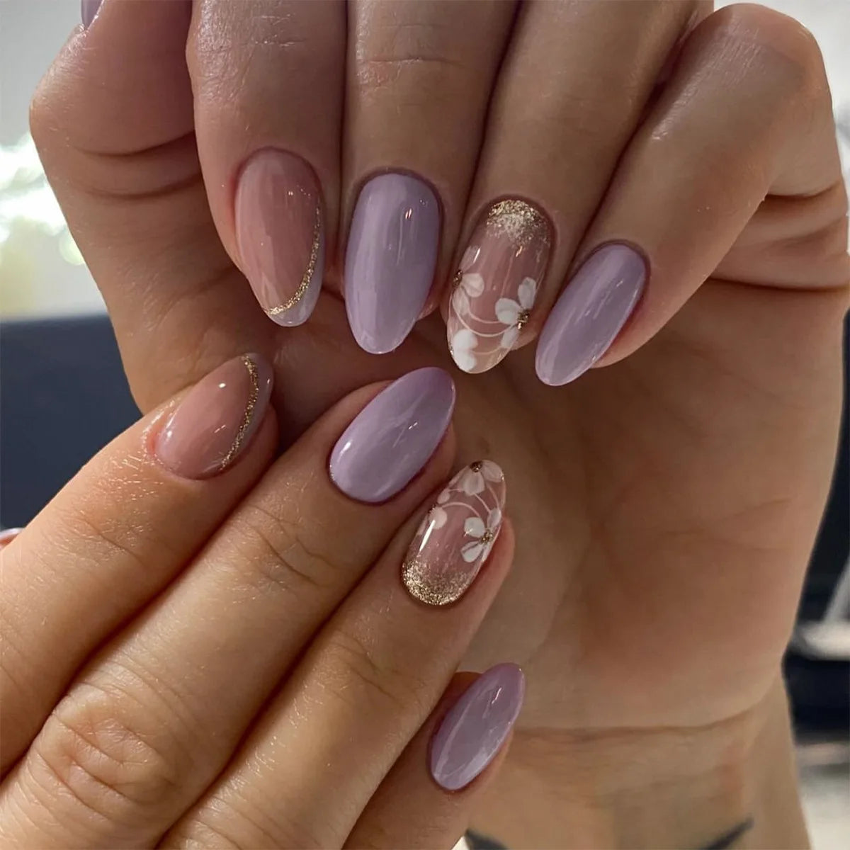 24pcs Flower Design Fake Nail Tips Full Cover - Smarsty