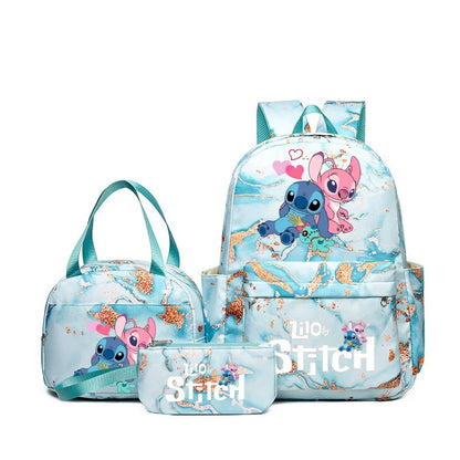 Cartoon Print Kids Backpack Set Large Capacity Lunch Bag - Smarsty