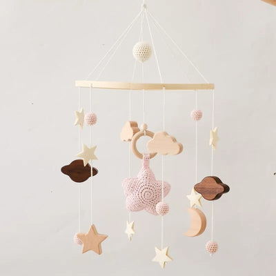 Baby Crib Mobile Bed Bell Rattle Toys Wooden Crochet Stars Pendant Bed Bell Toys Newborn Comfort Crib Bracket Hanging Toys Gifts by Smarsty