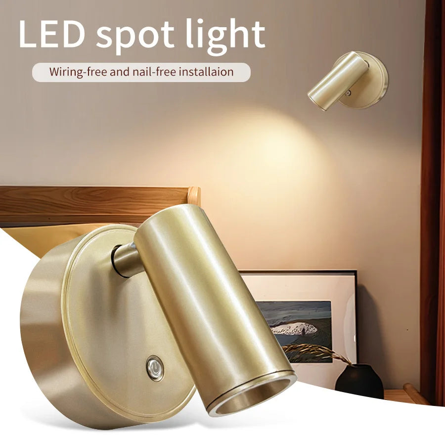 Dimmable LED Wireless USB Rechargeable Wall Spotlight - Smarsty