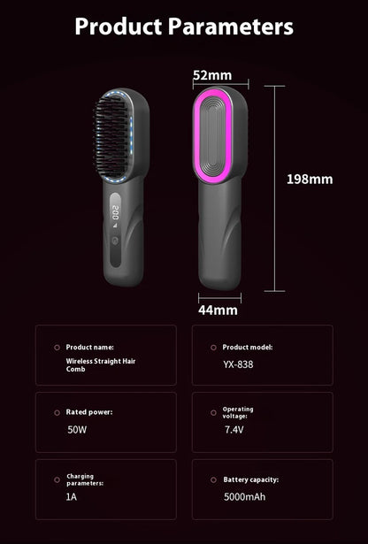 Wireless Hair Straightener Comb with Negative Ions - Smarsty