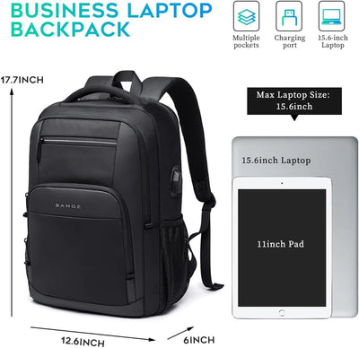 BANGE Travel Waterproof Backpack with USB Charging Port Fit 15.6 Inch Laptop Backpacks for Men and Women, Teenager School Bags - Smarsty