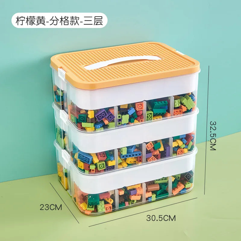 1/2/3 Layers Kids Building Block Storage Box Adjustable Sundries Container Classified Small Storage Container Toy Organizer Box