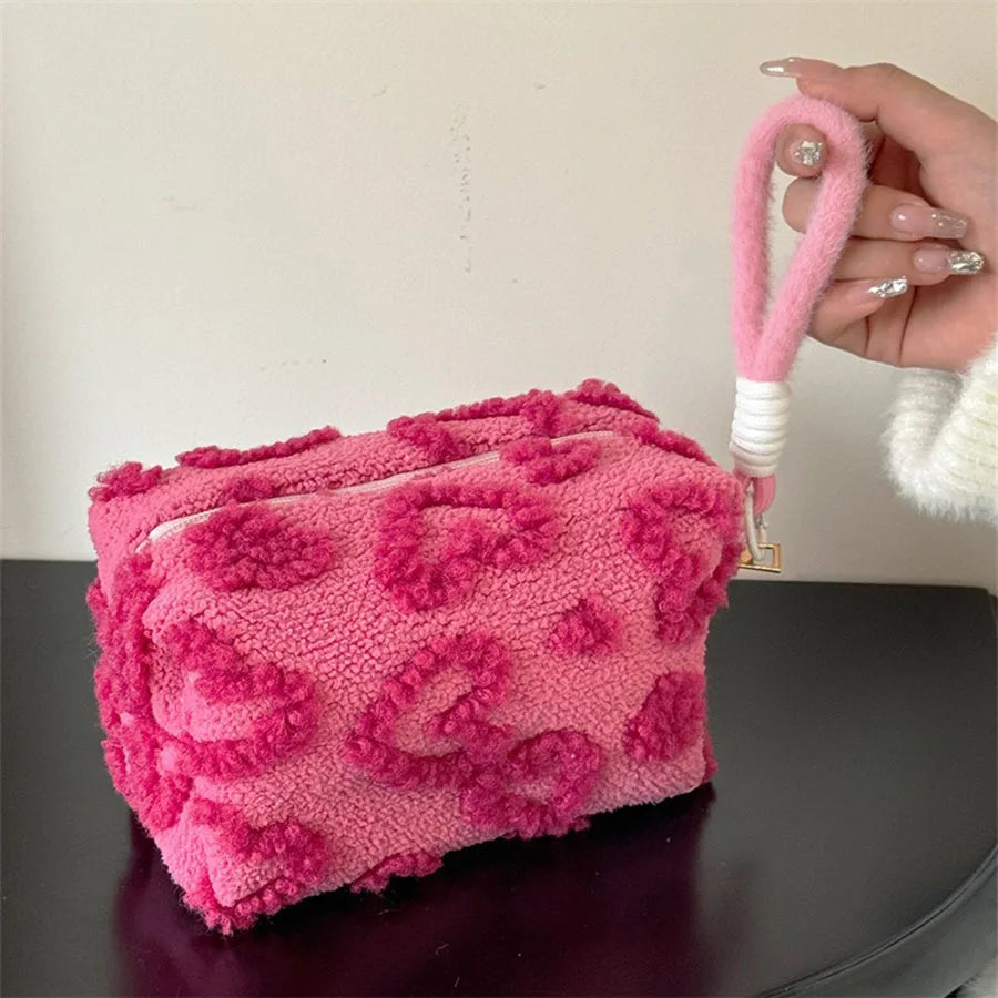 Soft Plush Makeup Bag Portable With Handle Travel Organizer - Smarsty