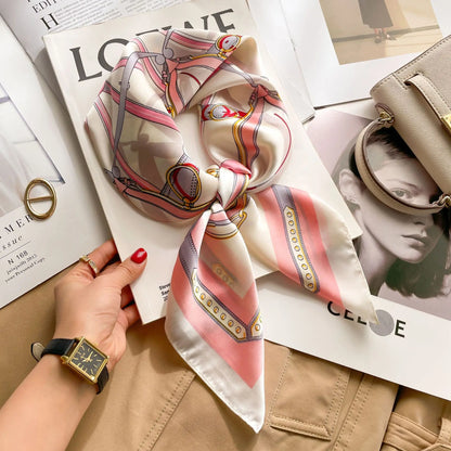 Luxury Silk Satin Headscarf for Women with Plaid Print - Smarsty