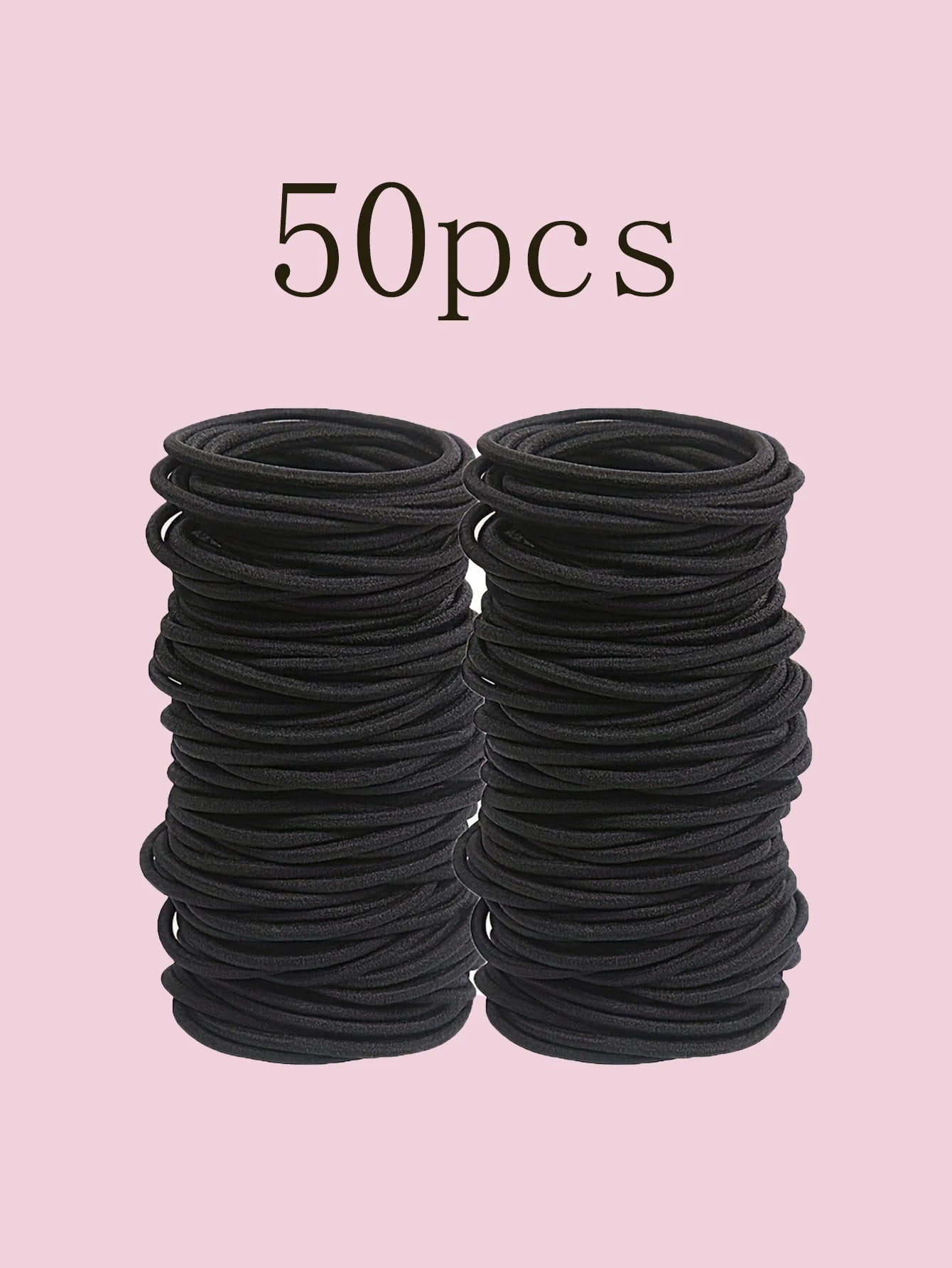 High Elastic Black Hair Bands Strong 50 Pack No Crease - Smarsty