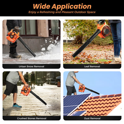 Gas Leaf Blower 25.4CC 2-Stroke 4.59ft³/h Commercial Handheld Gas Leaf Blower Grass Lawn Yard Dust Blowing Cleaning Tool - Smarsty
