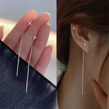 Rose Gold Drop Earrings with Zircon Crystals for Women - Smarsty