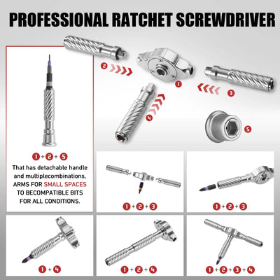 VMAN 66in1 Multifunction Ratchet Screwdriver Set Multi Magnetic Bits Mini Repair Tool Kit Household Tool For PC & Desk Etc.