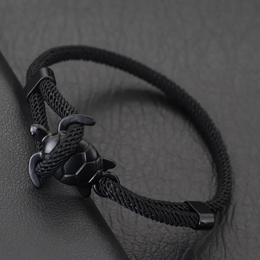 Adjustable Men Marine Turtle Rope Bracelet Nautical Wrap - Smarsty